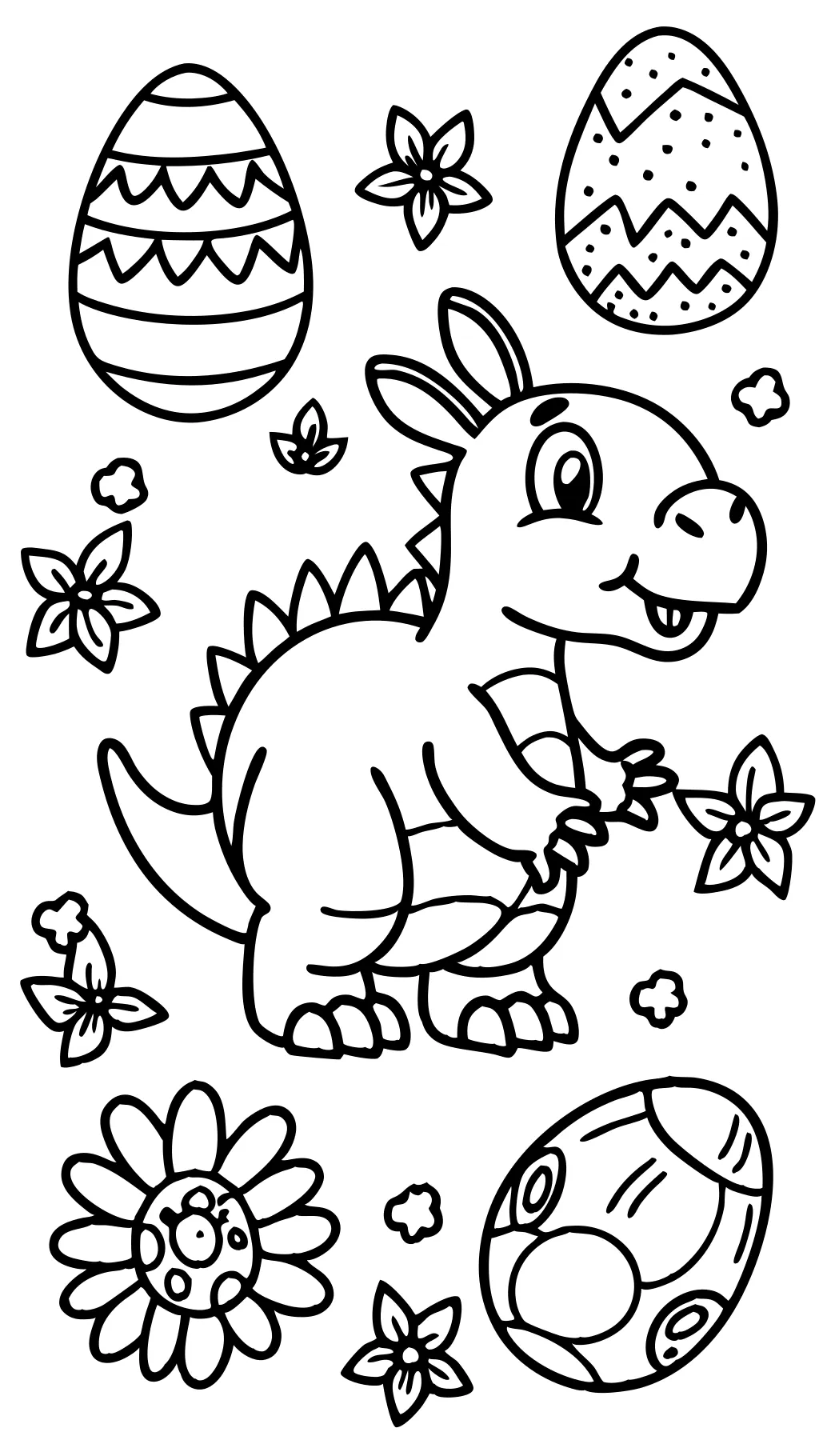 Páginas para colorear de Pascua de dinosaurio